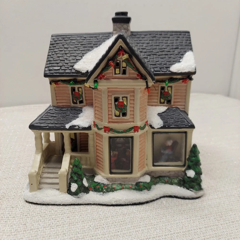 St Nicholas Square Village Collection 2013 Decorating the Tree Illuminated House